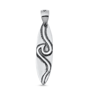 Silver Pendant - Surfboard Wave