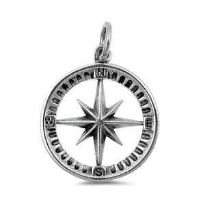 Silver Pendant -  Compass