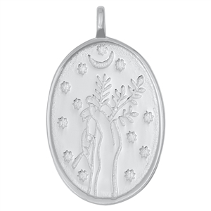 Silver Pendant - Hand Holding Flowers