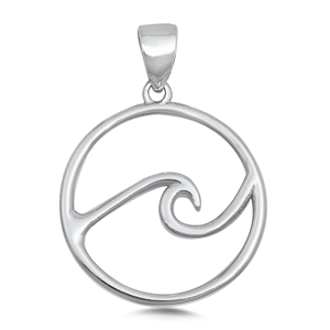 Silver Pendant - Single Wave