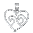 Silver Pendant - Waves in Heart