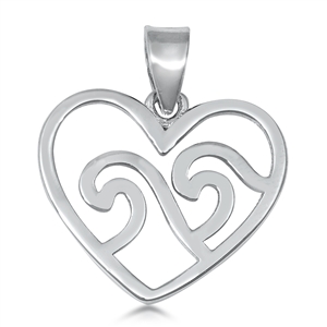 Silver Pendant - Waves in Heart