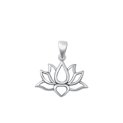 Silver Heart Pendant - Lotus