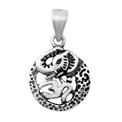 Silver Pendant - Om & Elephant