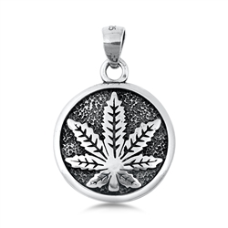 Silver Pendant - Marijuana Cannabis