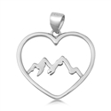 Silver Pendant - Heart & Mountains