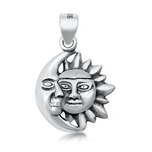 Silver Pendant - Moon and Sun