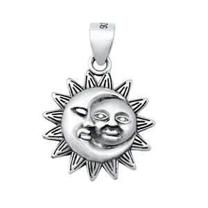 Silver Pendant - Moon and Sun