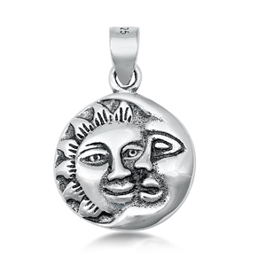 Silver Pendant - Moon and Sun