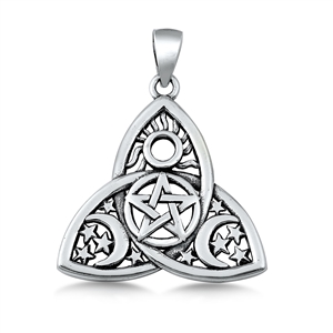 Silver Pendant - Triquetra Pentagram