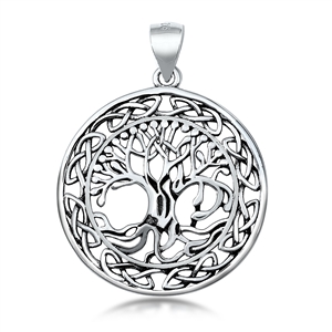 Silver Pendant - Tree of Life w/ Roots