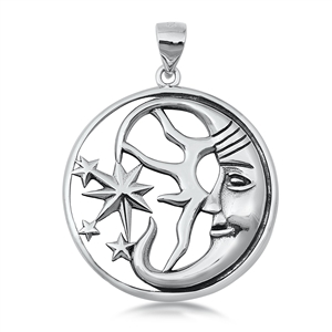 Silver Pendant - Smiling Moon