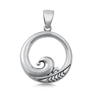 Silver Pendant - Circle Wave