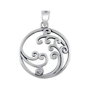 Silver Pendant - Circle of Waves