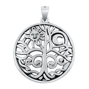 Silver Pendant - Sun, Moon & Tree