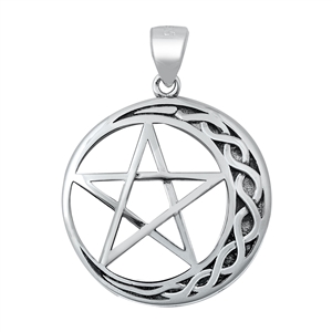 Silver Pendant - Celtic Moon & Star