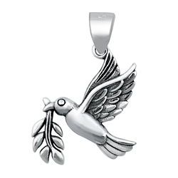 Silver Pendant - Dove w/ Olive Branch