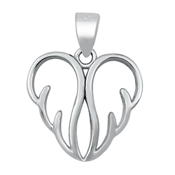 Silver Pendant - Heart Wings