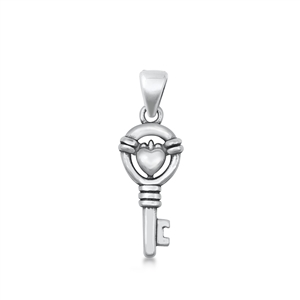 Silver Pendant - Heart & Key