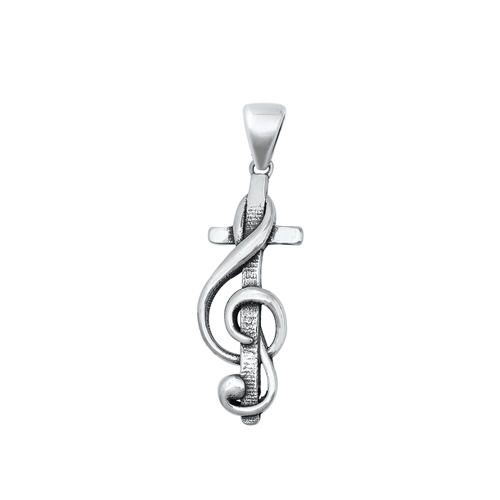 Silver Pendant - Treble Clef Cross