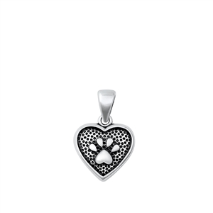 Silver Pendant - Pawprint & Heart