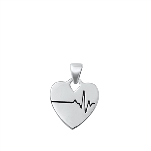 Silver Pendant - Heart & EKG