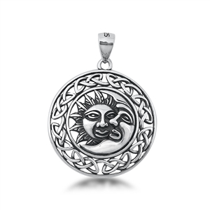 Silver Pendant - Celtic Sun & Moon