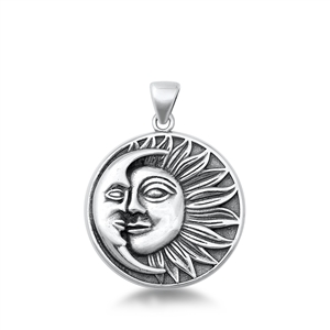 Silver Pendant - Sun & Moon