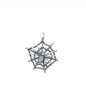 Silver Pendant - Spider & Web