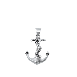 Silver Pendant - Mermaid & Anchor