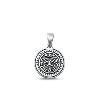 Silver Pendant - Mayan Aztec Sun God
