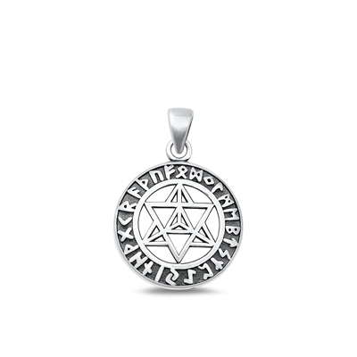 Silver Pendant - Star of David Runes