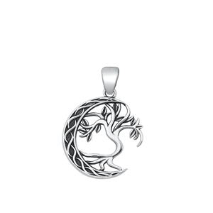 Silver Pendant - Moon & Tree