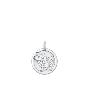 Silver Pendant -  Zodiac Pig