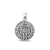 Silver Pendant - Aztec Bear Paw Runes