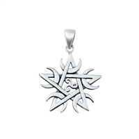 Silver Pendant - Pentagram, Moon, & Triskelion