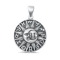 Silver Pendant - Sun, Moon, Zodiacs
