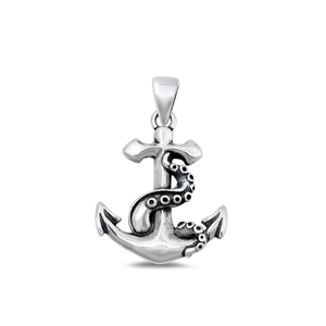 Silver Pendant - Anchor & Tentacle