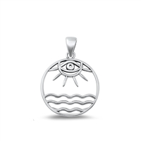 Silver Pendant - Evil Eye, Sun, Water