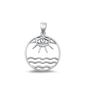 Silver Pendant - Evil Eye, Sun, Water