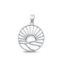 Silver Pendant - Sun & Hills