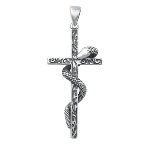 Silver Pendant - Snake & Cross