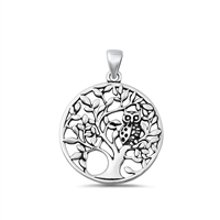 Silver Pendant - Tree & Owl