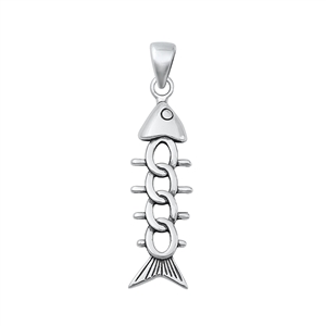 Silver Pendant - Fish Skeleton