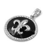 Silver Stone Pendant - Fleur De Lis