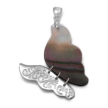 Silver Stone Pendant - Butterfly