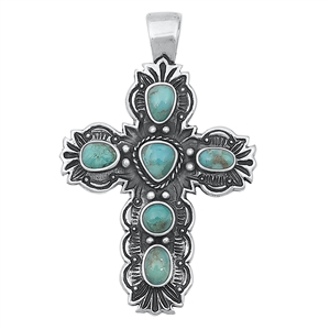 Silver Stone Pendant - Cross