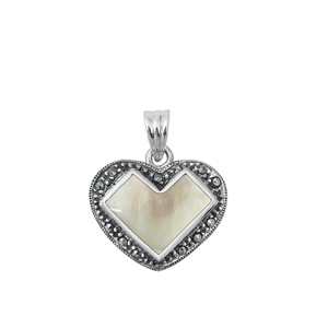 Silver Stone Pendant - Heart