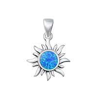 Silver Lab Opal Pendant - Sun