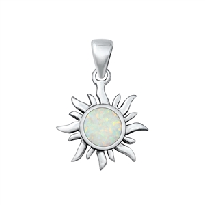 Silver Lab Opal Pendant - Sun